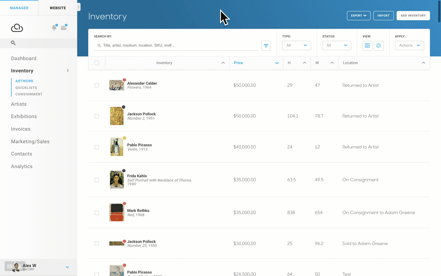 Delete inventory