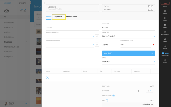 go to payments tab