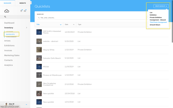 thru quicklist