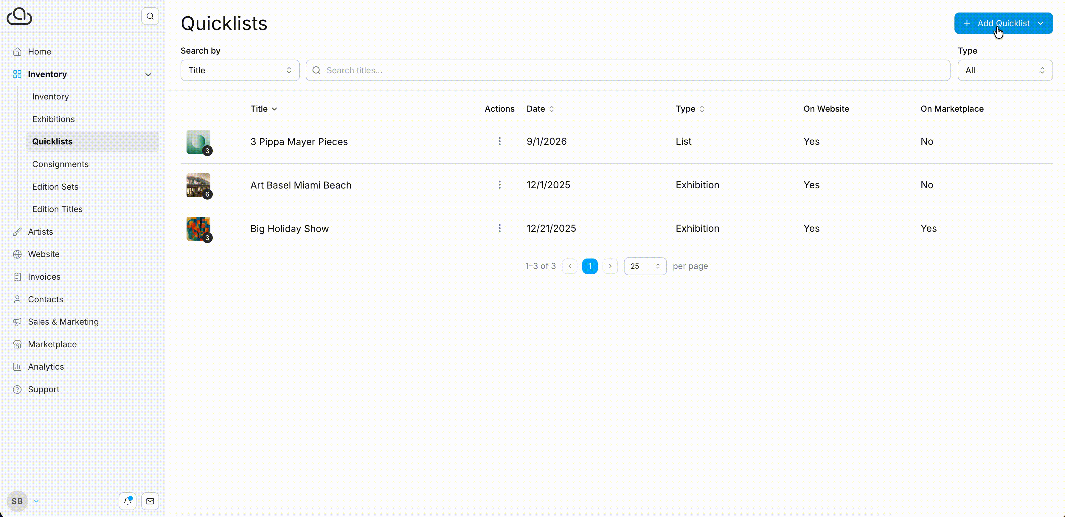 quicklist tab