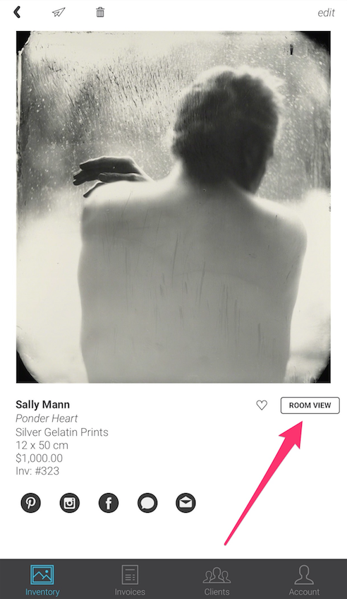 Select Room View on the ArtCloud Mobile App